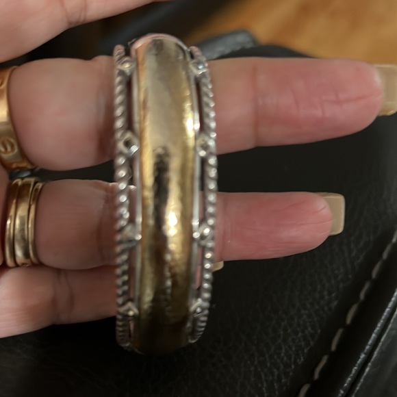 Brighton two tone bangle with crystal earrings stud. - Picture 4 of 9